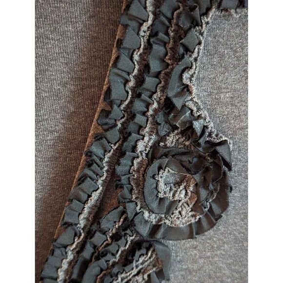 J. Crew size M, gray cardigan with black ribbon detail - Picture 3 of 5